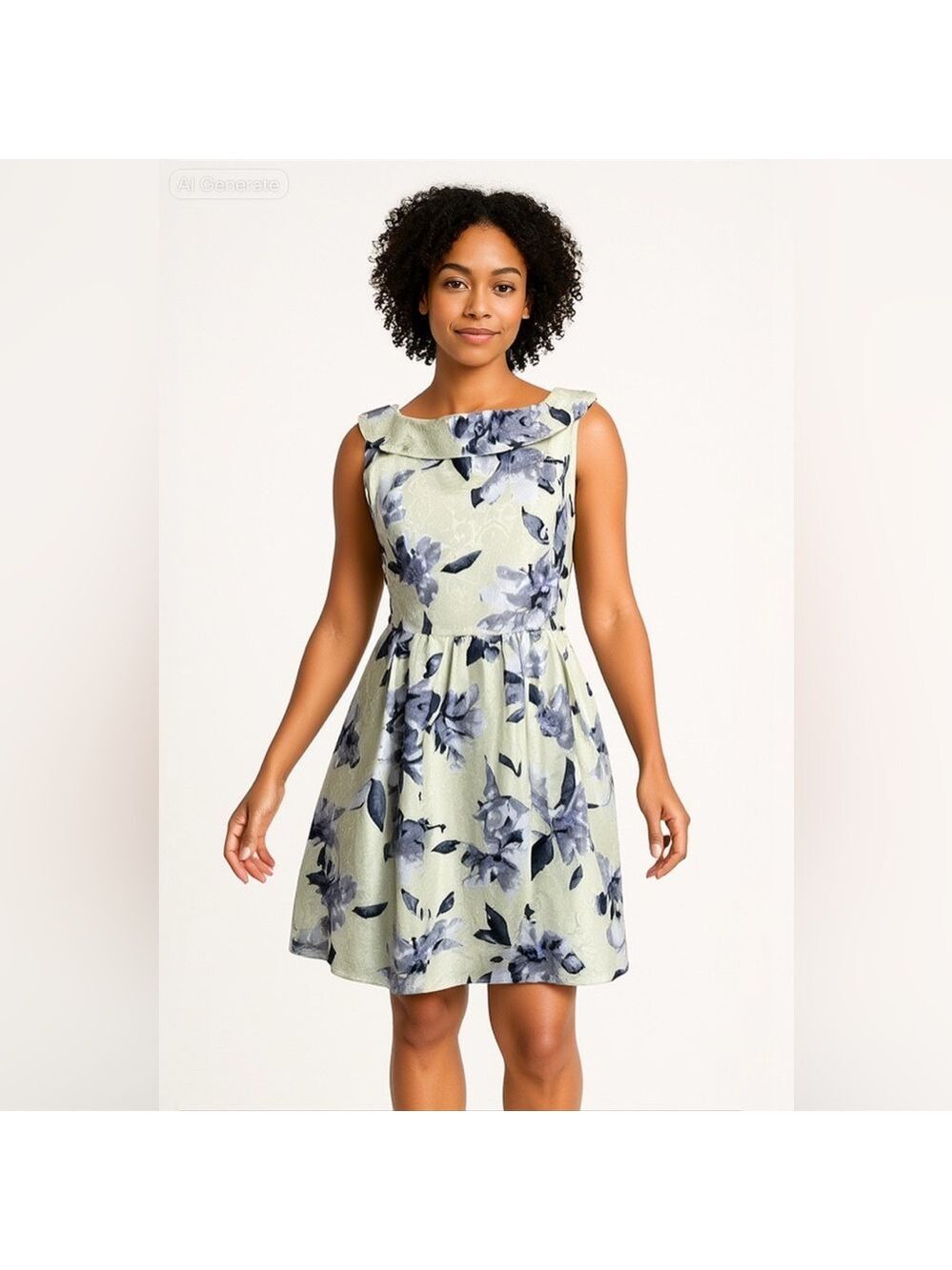 iena Retro Floral Mini Dress in Light Yellow and Gray size M - Picture 11 of 11
